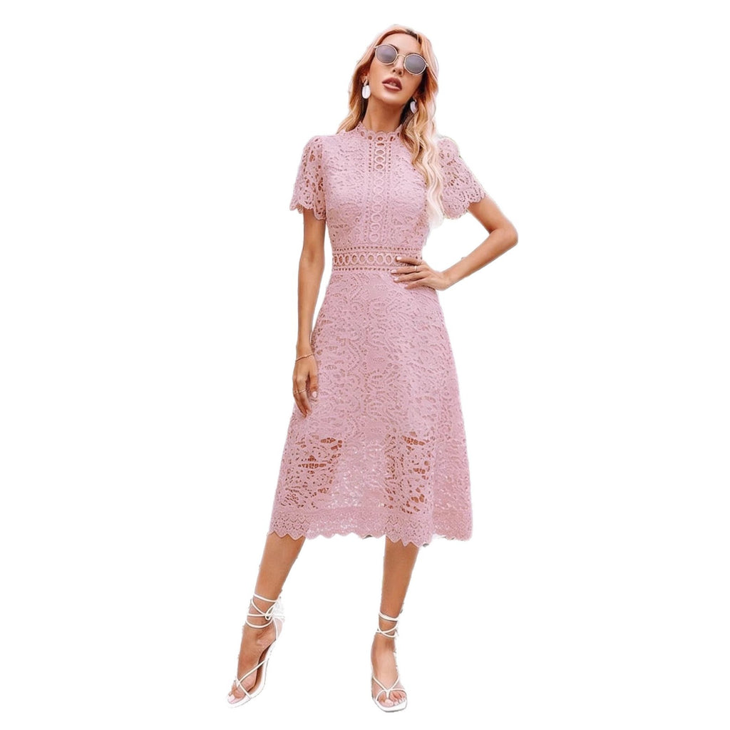 Elegantes Midi-Kleid aus Spitze mit Häkel-Details – Bild 2 | LuxeStyle