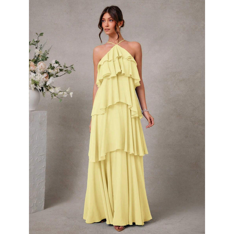 Damen Chiffon Neckholder-Kleid