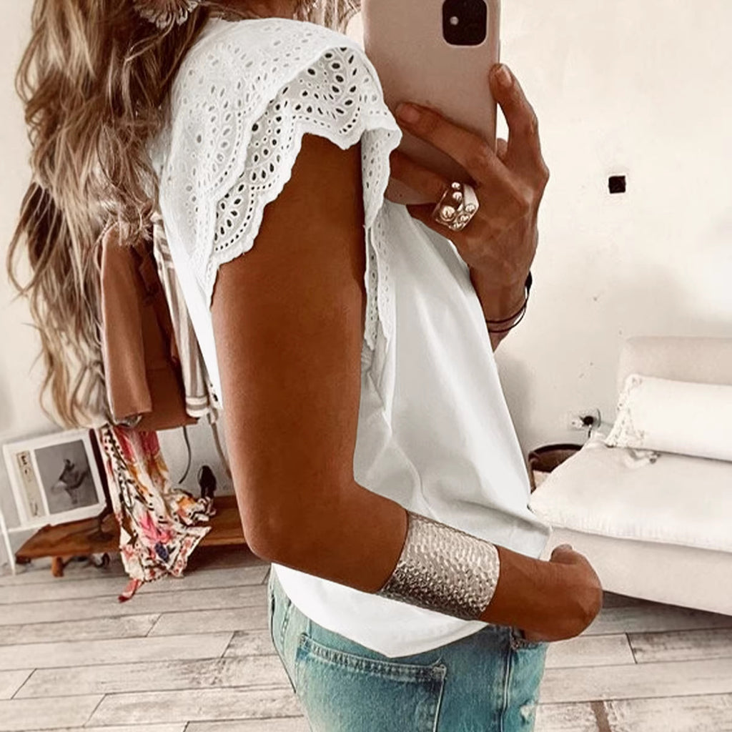 Vielseitiges V-Neck Shirt mit Rüschensaum – Bild 2 | LuxeStyle