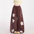 Retro Patchwork Plaid Wide Leg Pants