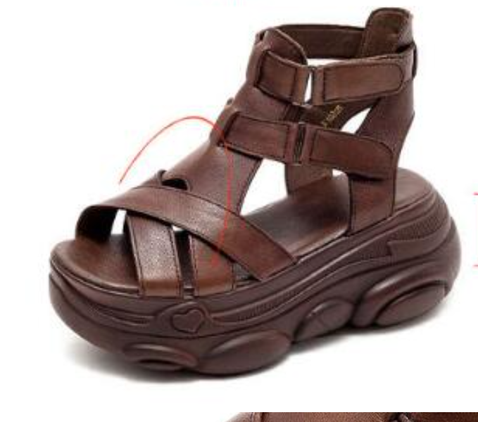 Retro-Sandalen mit hohem Absatz