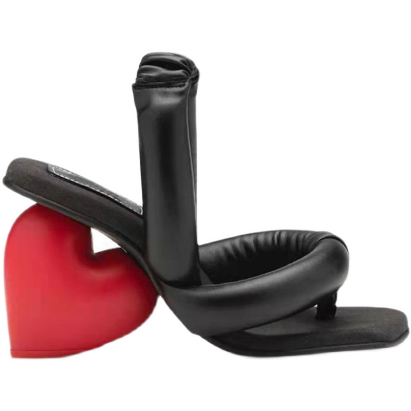 Retro Sandaletten Schwarz-Rot – Bild 4 | LuxeStyle
