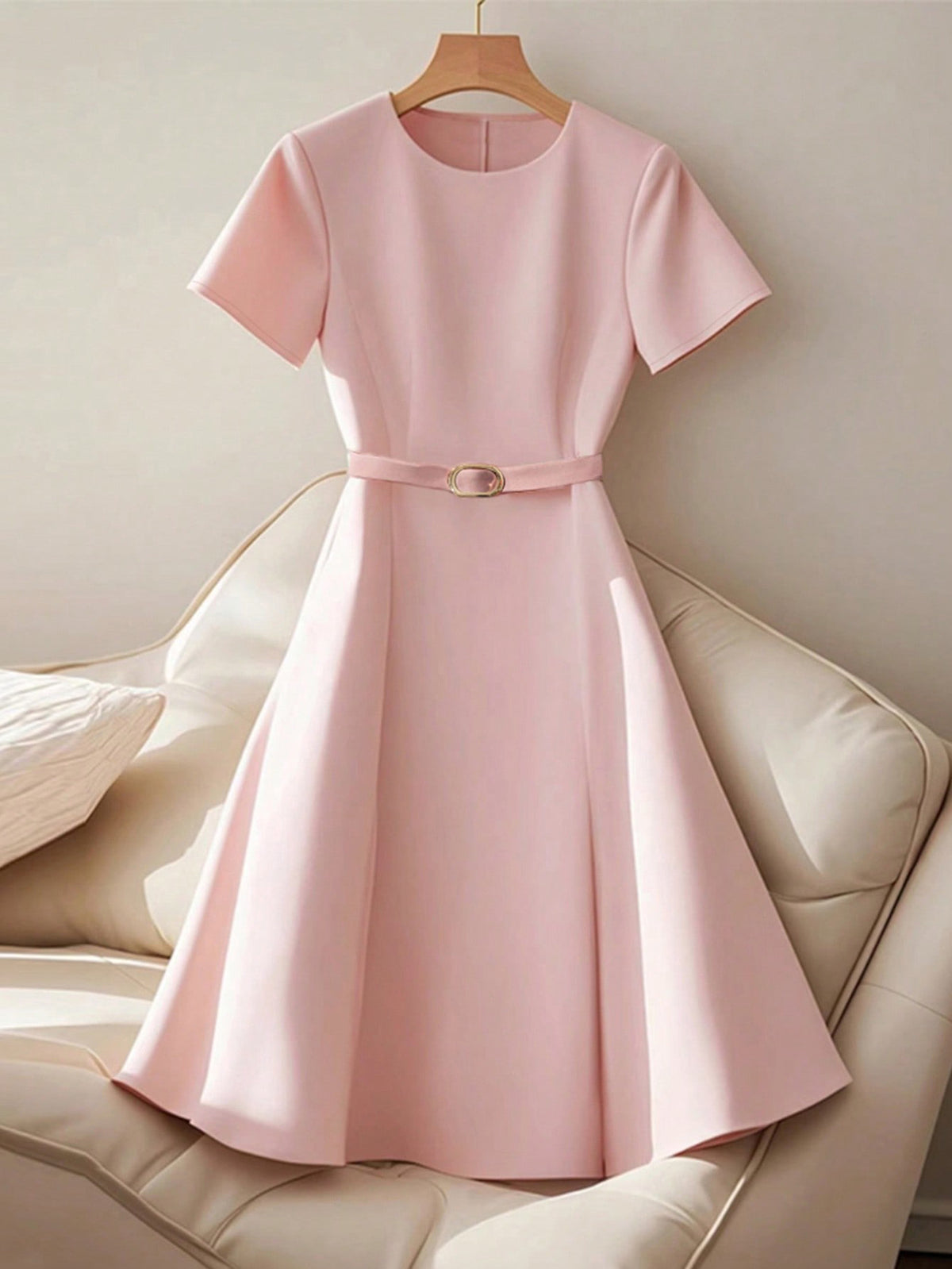 Elegantes A-Linien-Kleid mit Gürtel – Bild 7 | LuxeStyle