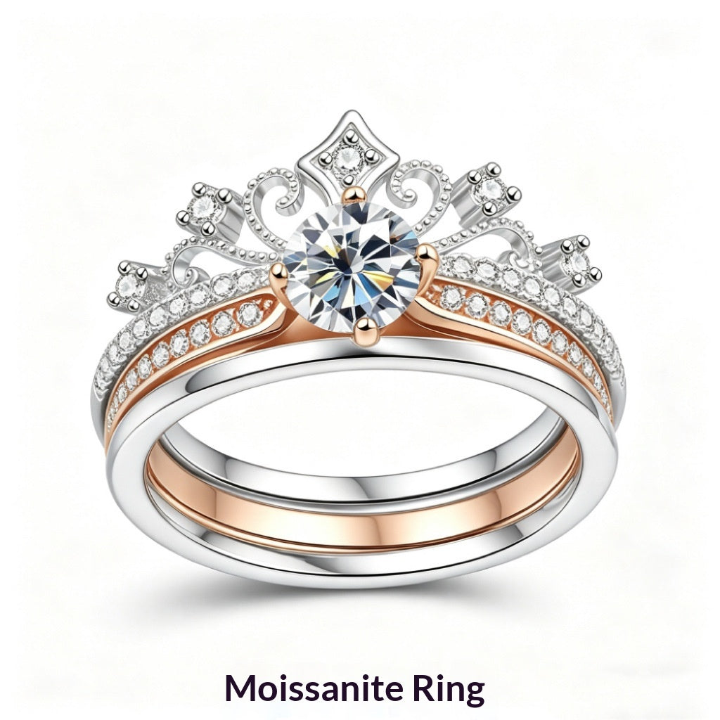 Moissanite Crown Ring
