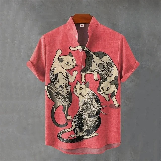 Herren Hemd mit Animal-Print und kurzen Ärmeln