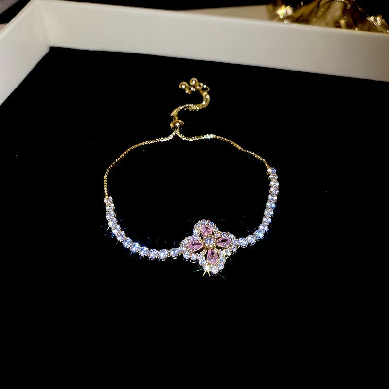 Vergoldetes Armband mit bunten Zirkonia-Ovalen – Ansicht 6