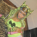 Gelber Leopard-Hoodie mit Teufelshörnern