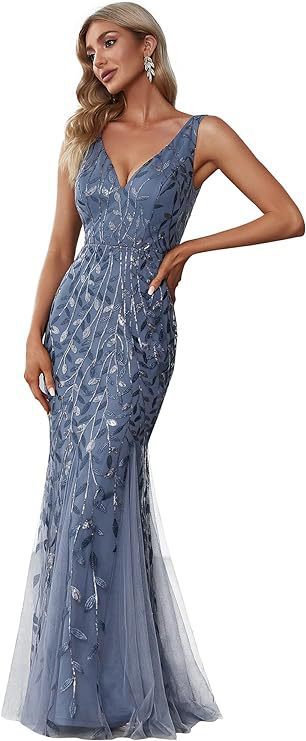 Formelles Paillettenkleid mit Doppel-V-Halsausschnitt – Bild 13 | LuxeStyle