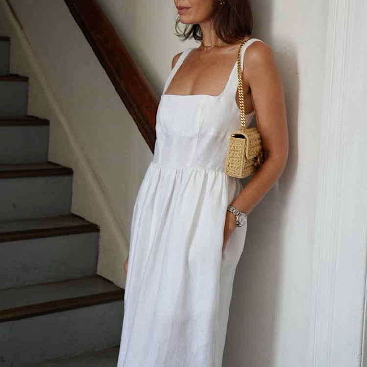 Französisches Vintage-Slipdress aus Baumwolle
