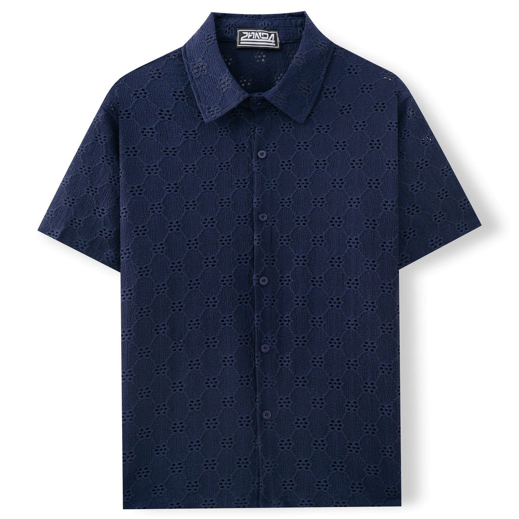 Hollow Jacquard Sommer-Casual Kurzarmshirt – Bild 4 | LuxeStyle