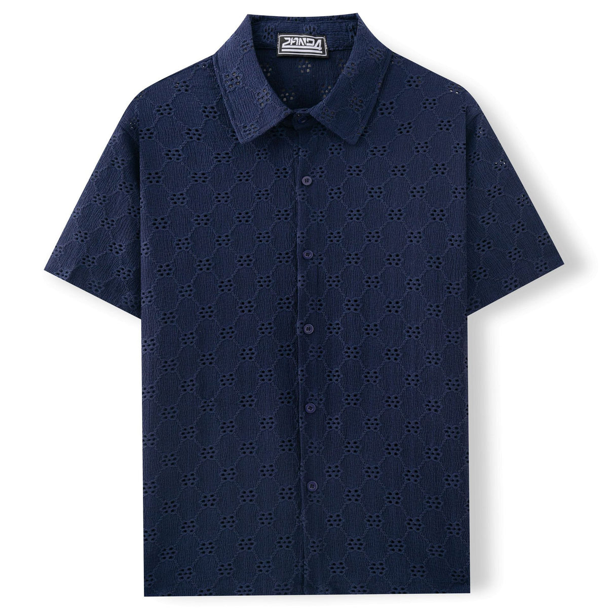Hollow Jacquard Sommer-Casual Kurzarmshirt – Bild 4 | LuxeStyle