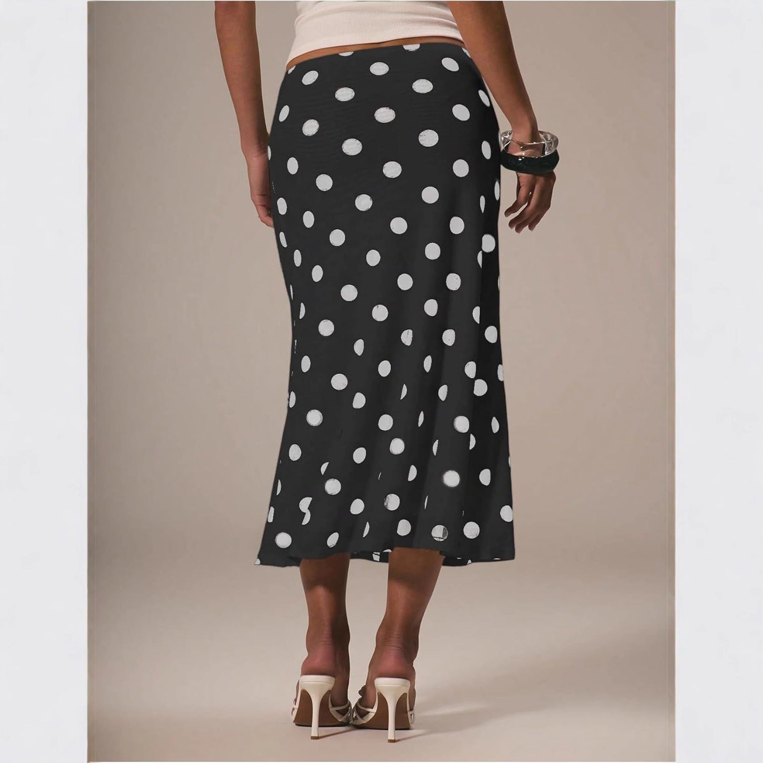 Eleganter Business A-Linien Polka-Dot Rock – Ansicht 6