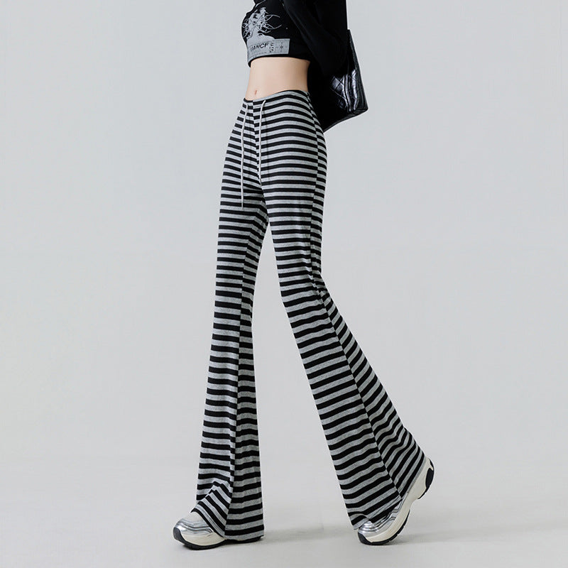 Gestreifte Slimming Leggings mit Kordelzug