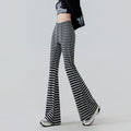 Gestreifte Slimming Leggings mit Kordelzug