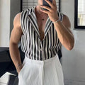 Schwarzes und graues gestreiftes Hemd ohne Ärmel – Bild 3 | LuxeStyle