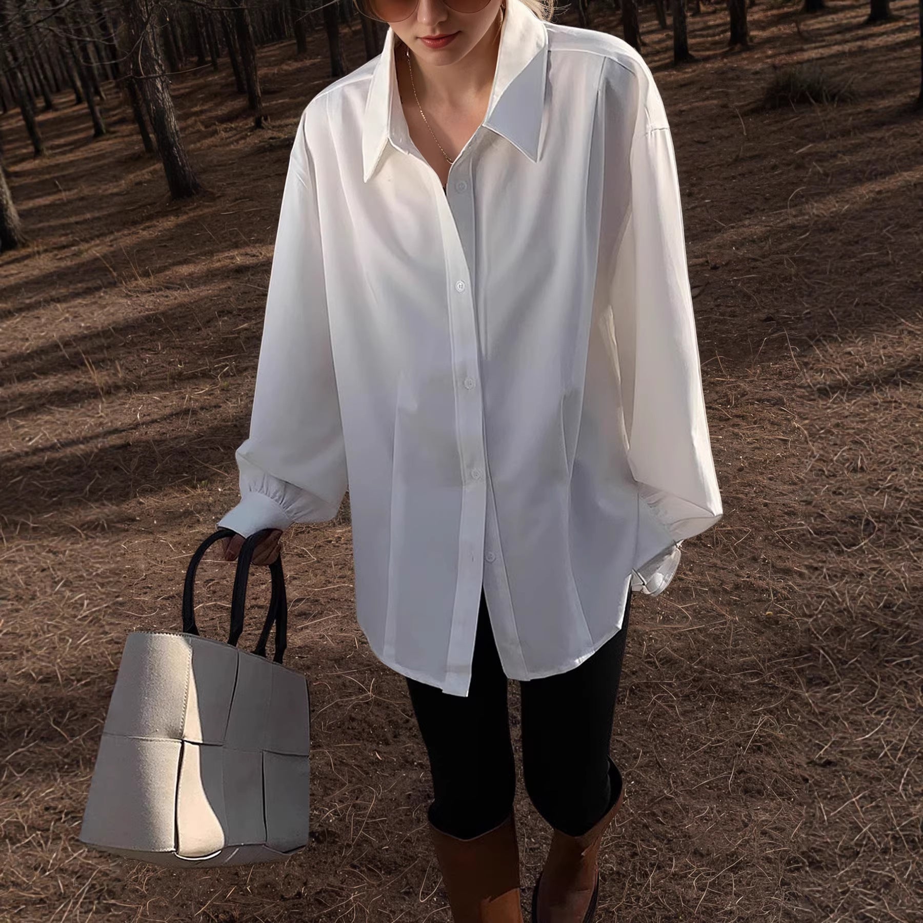 Langarm-Shirt Weiss im Casual Fit