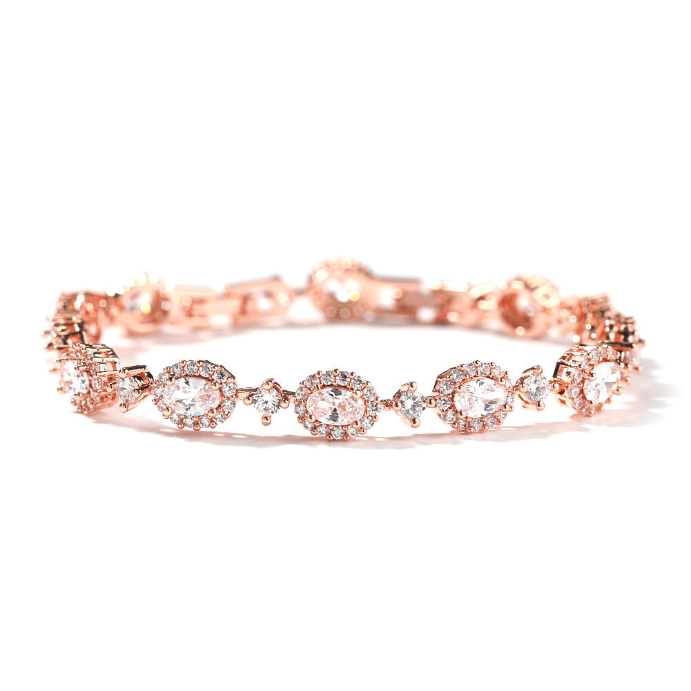 Personalisiertes ovales Zirkon-Armband mit Kupfer – Bild 2 | LuxeStyle