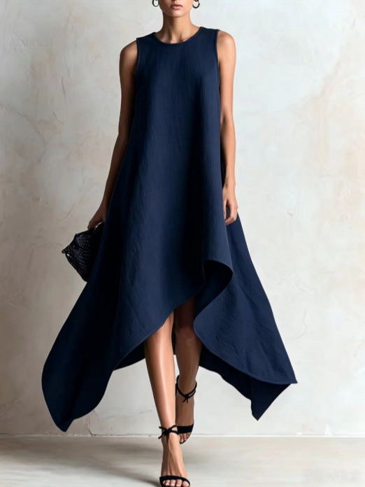 Asymmetrisches Leinenkleid ohne Ärmel – Bild 7 | LuxeStyle