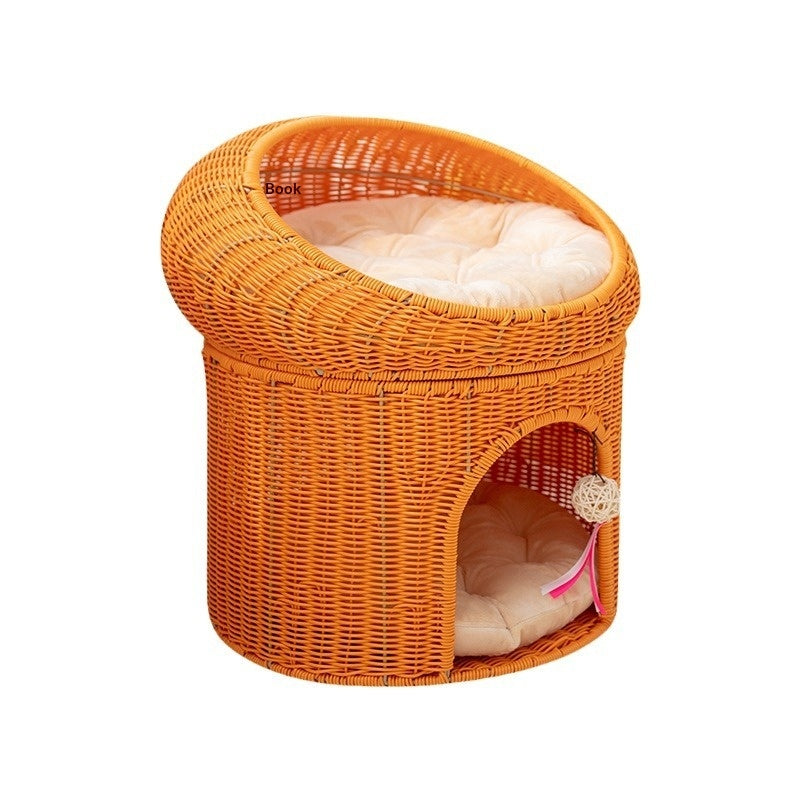 Doppellagiges Katzenbett aus Rattan