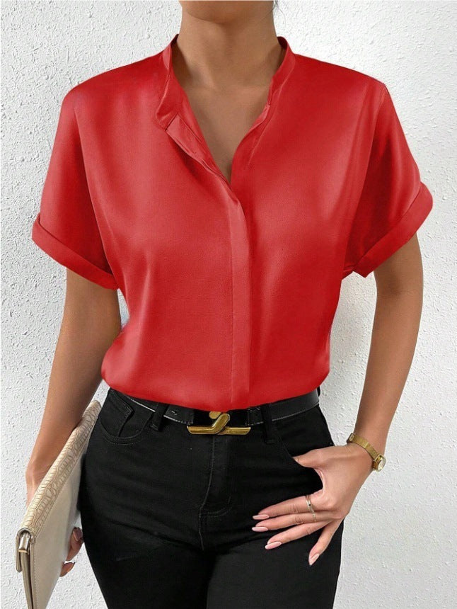 Damen Kurzarm-Top aus Satin | LuxeStyle