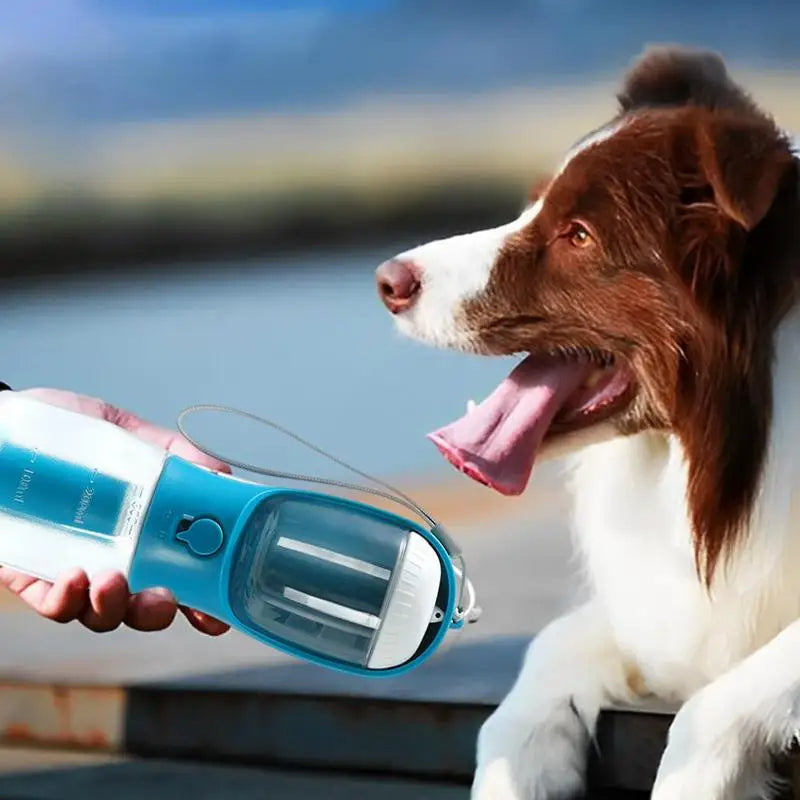 3-in-1 Pet-Flasche mit Wasser, Futter & Müllbeutel