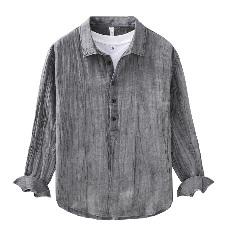 Zerknittertes Pullover Leinenhemd – Bild 4 | LuxeStyle