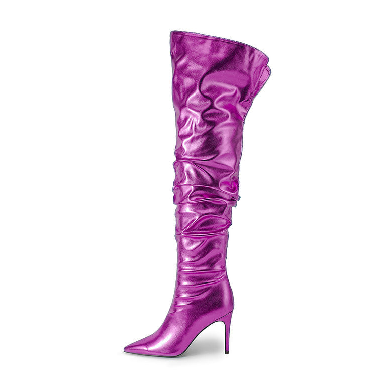 Farbige Stiletto-Over-the-Knee-Stiefel