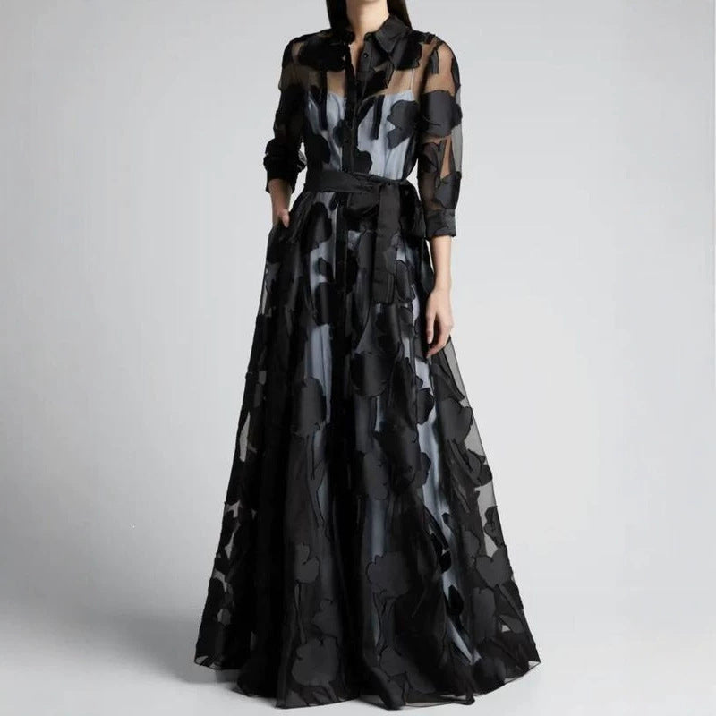 Herbstdruck Damenkleid mit Farbdruck – Bild 1 | LuxeStyle