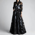 Herbstdruck Damenkleid mit Farbdruck