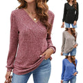 Gerippter Kapuzenpullover mit V-Ausschnitt für Damen