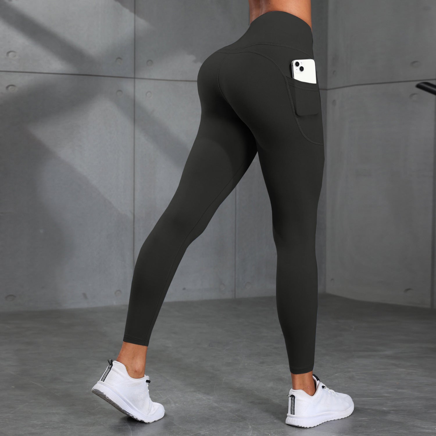 Lange Yoga- und Laufhose mit Seitenfächern