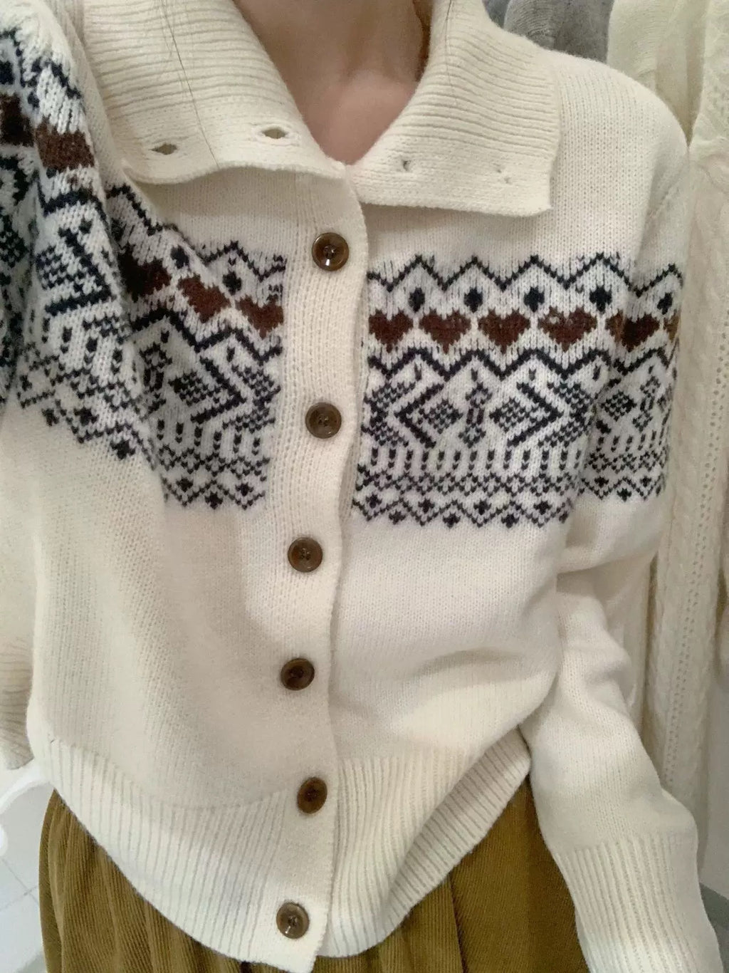 Fair Isle Strickpullover mit langen Ärmeln