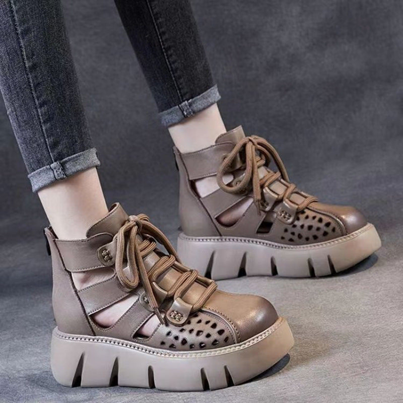 Damen Plateau-Sandalen aus weichem Leder – Bild 4 | LuxeStyle