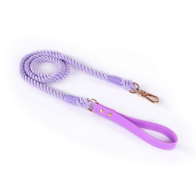 Ledergeschirr & Baumwollseil Hundeleine Set (M/L) – Bild 6 | LuxeStyle