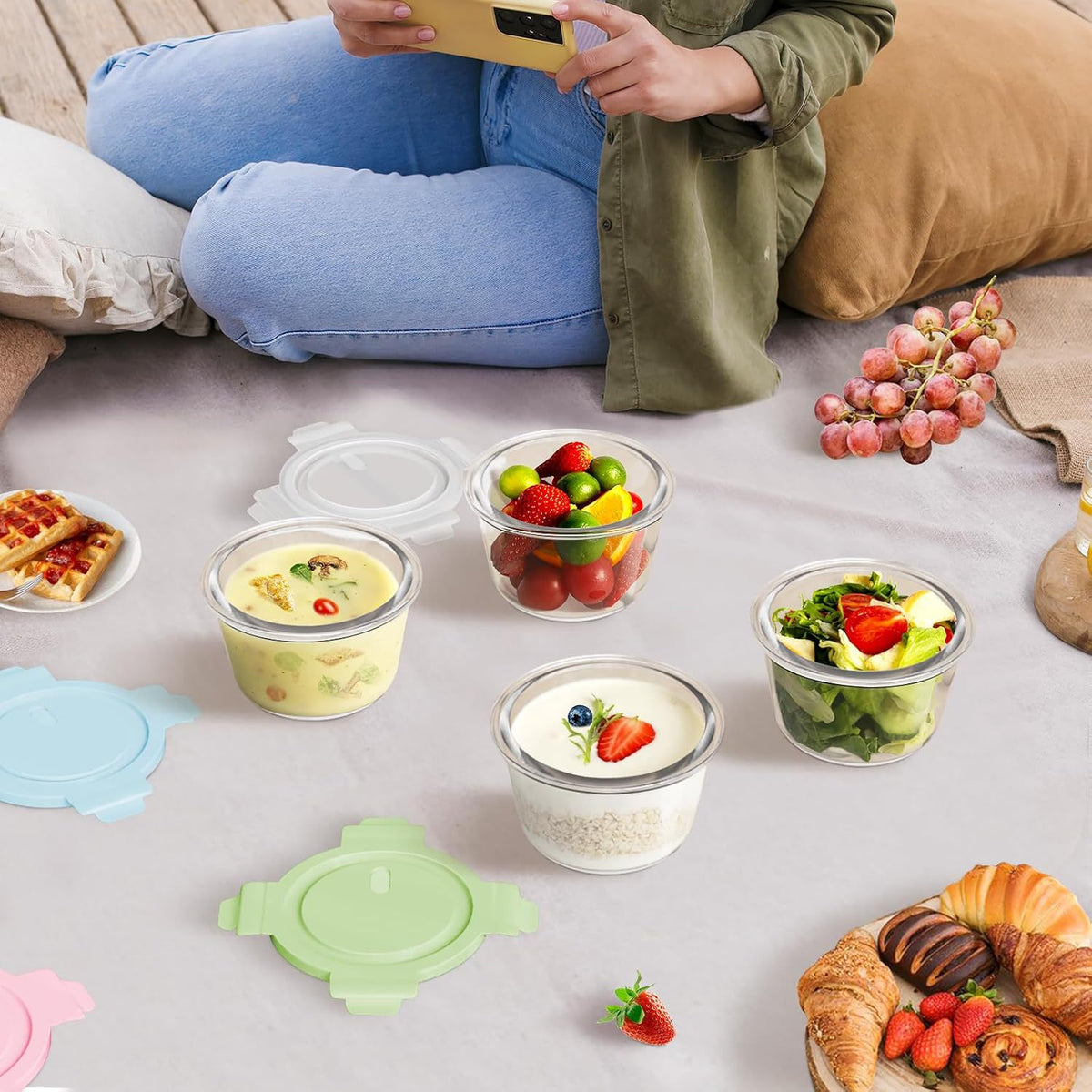 Glas-Lunchbox mit Fächern – 4er-Set – Bild 2 | LuxeStyle