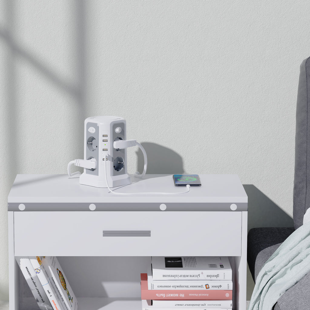 Tischsteckdose mit 3 Schuko- und 4 USB-Anschlüssen
