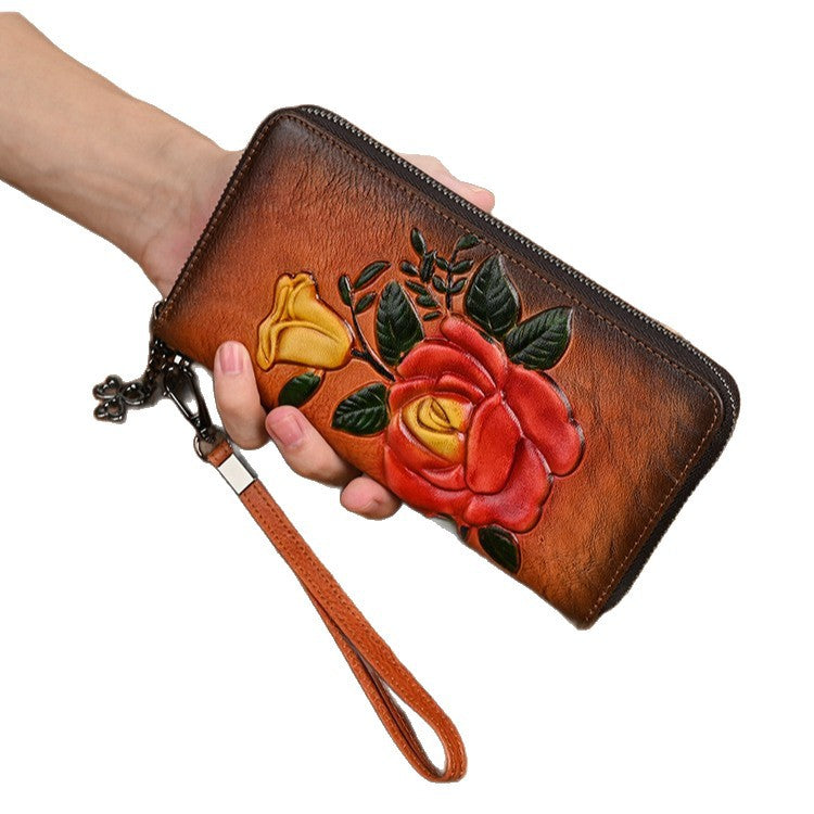 Vintage-gestanzte Gemüsegerbte Leder-Geldbörse – Bild 2 | LuxeStyle