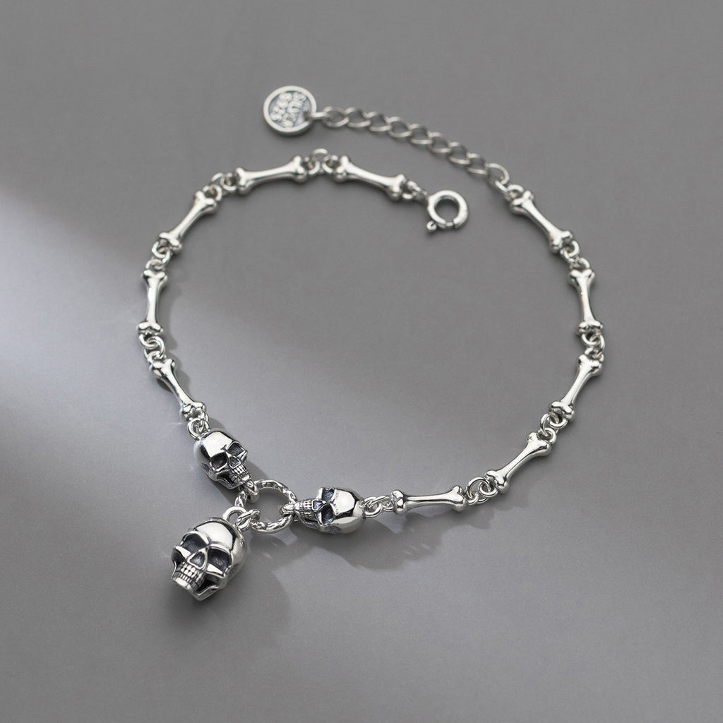 S925 Silber Vintage Totenkopf-Armband für Damen