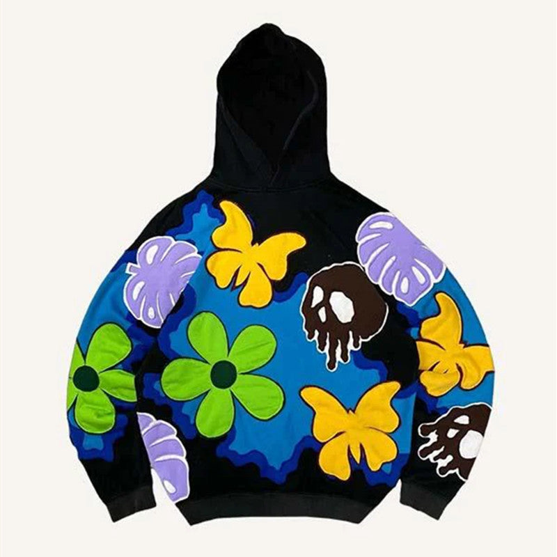 Retro-Hoodie mit Cartoon-Muster