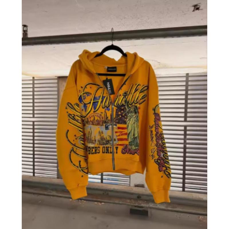 Retro Letter-Print Strickjacke mit Kapuze