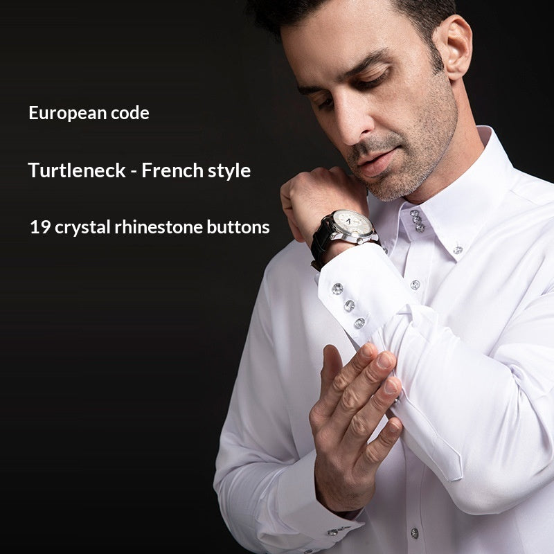 Herren-Rollkragen-Shirt mit Kristallknopf | LuxeStyle
