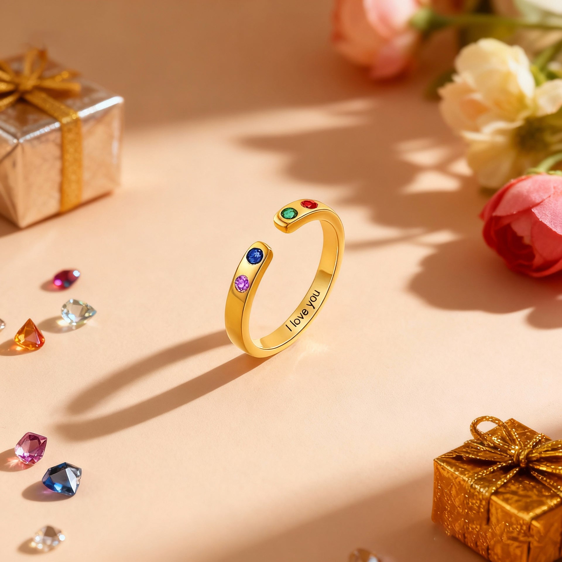 Farbenfroher Geburtsteinschmuck-Ring