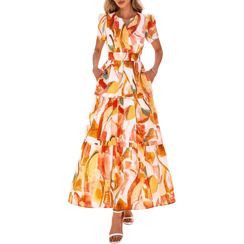 Retro Blumenkleid mit V-Ausschnitt – Bild 17 | LuxeStyle