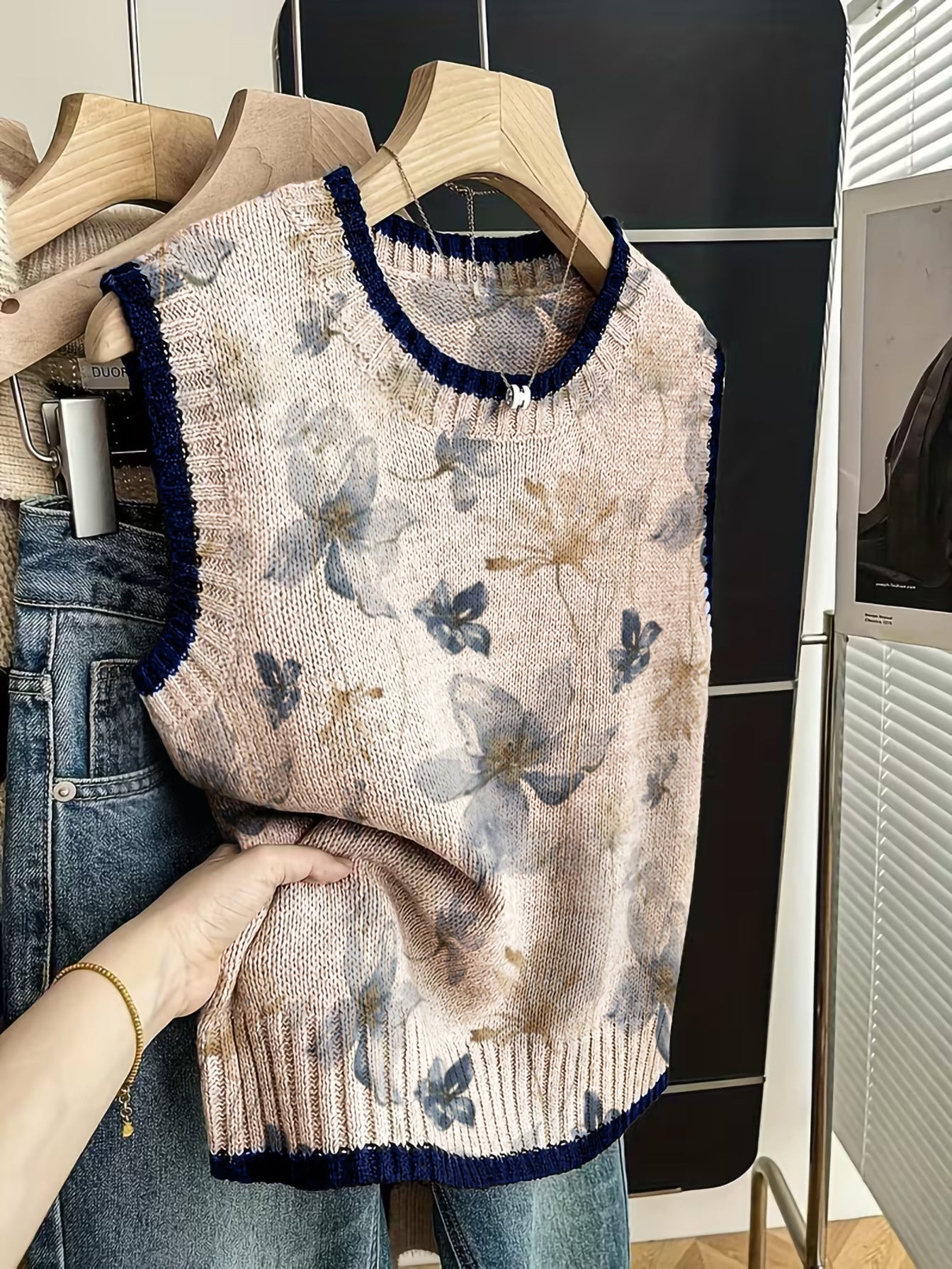Retro Color-Block Strickweste für Damen