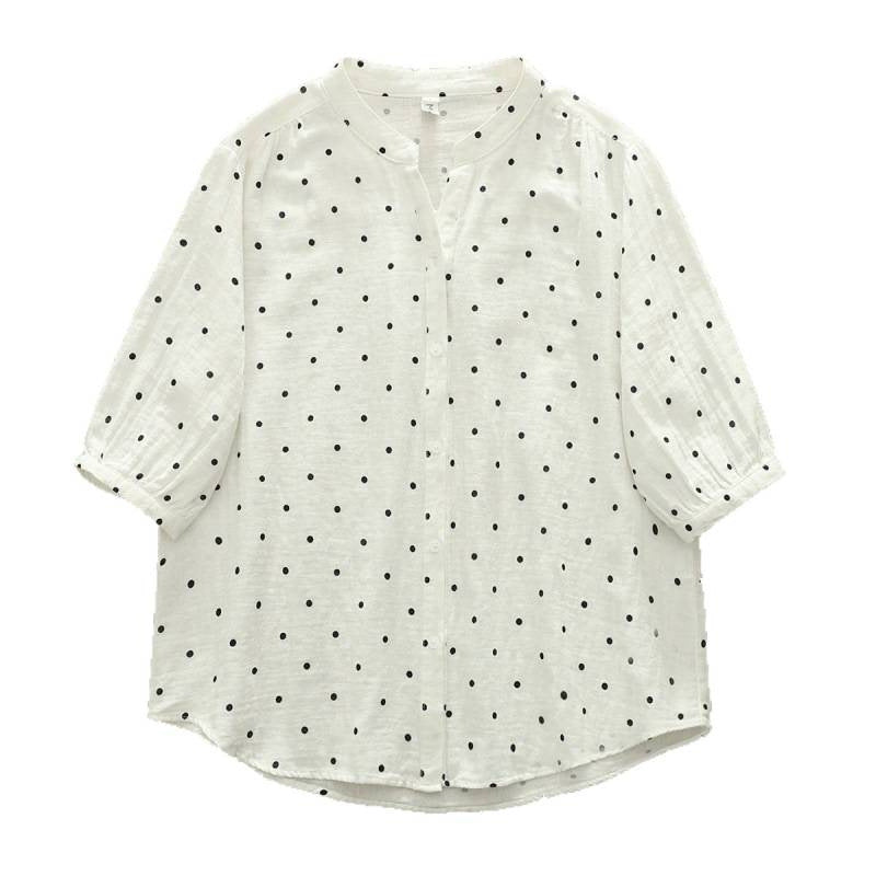 Geblümte Baumwollbluse mit V-Ausschnitt – Bild 3 | LuxeStyle