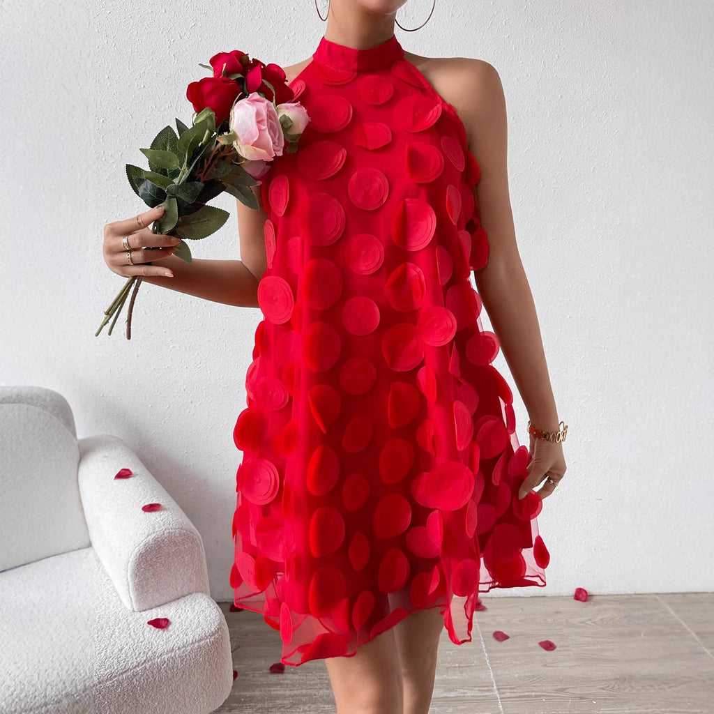 Florales Neckholder-Abendkleid