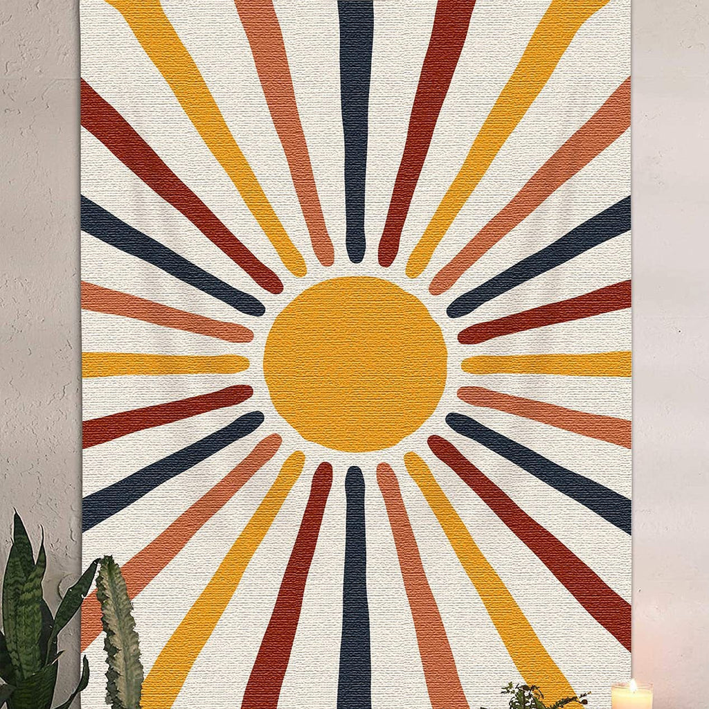 Bohemian Sun Wandteppich im Retro-Stil