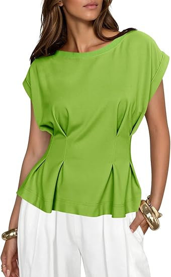 Kurzarm-T-Shirt Damen mit Rundhals und 3D-Effekt – Bild 13 | LuxeStyle