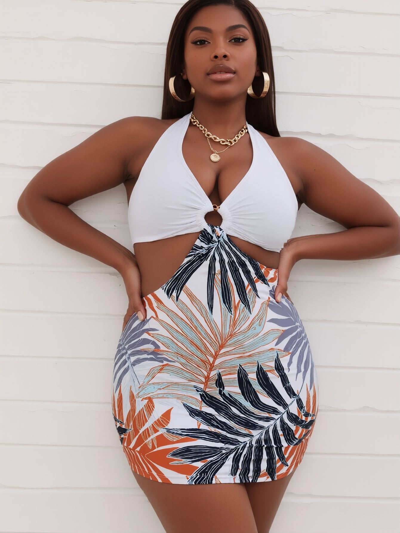 Eleganter Tankini mit hohem Kragen und Bikinihose