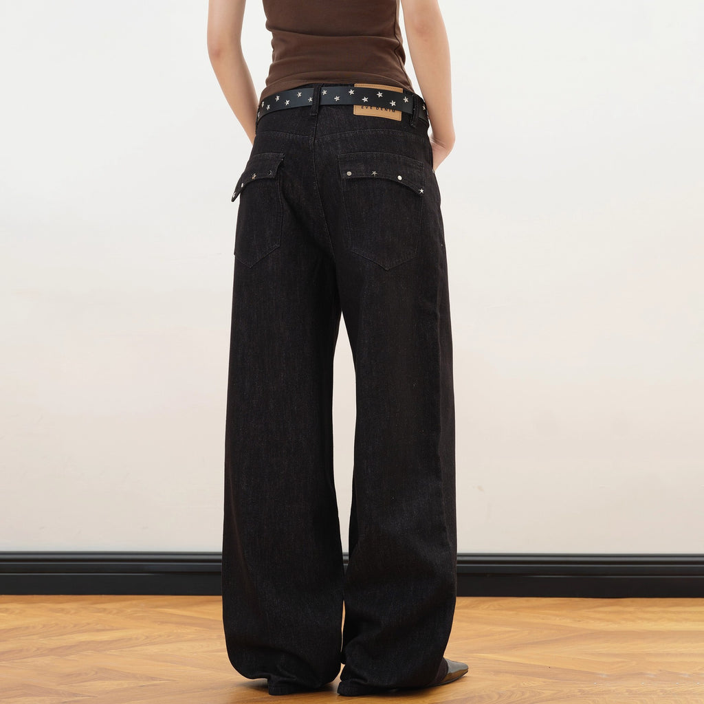 Relaxed Straight-Leg Jeans mit Nieten und Sternen